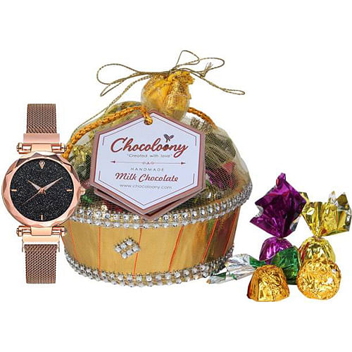 Basket Of Chocolate And Watch