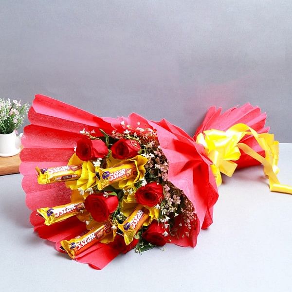Five Star Chocolate bouquet with Red Roses