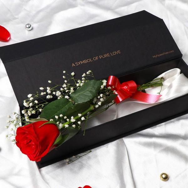One Red Rose in a Box