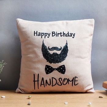 Happy Birthday Printed Black Handle Cushion for Him