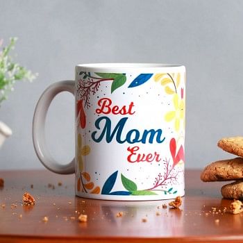 One Best Mom Ever Printed Theme White Handle Mug
