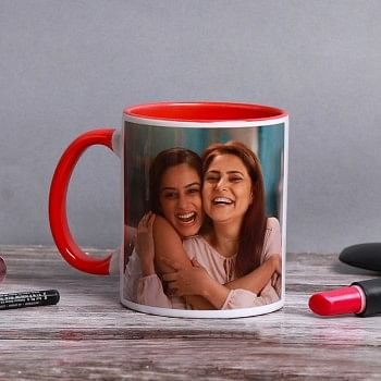 One Personalised Red Handle Mug For Mom