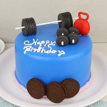 One Kg Gym Theme Chocolate Fondant Cake for Birthday