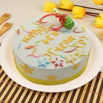 1 Kg Fondant Vanilla New Year Theme Cake
