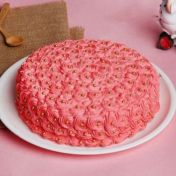 Half Kg Designer Red Rose Vanilla Cream Cake 