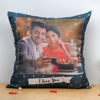 Personalised Photo Printed Cushion with I Love You Quote