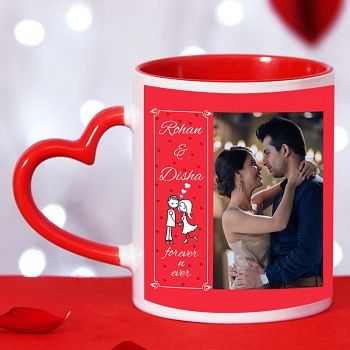 Personalised Red Heart Handle Ceramic Mug