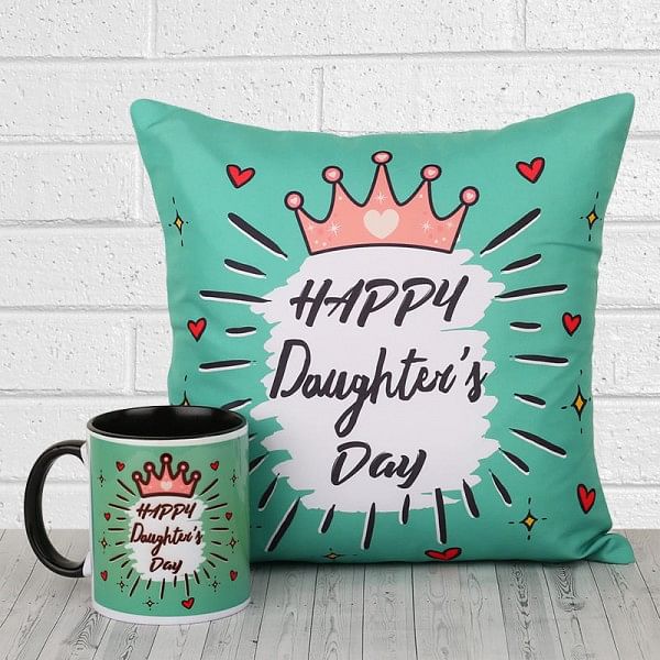 Happy Daughters Day Coffee Mug and Cushion