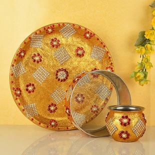 Yellow Karwa Chauth Thali