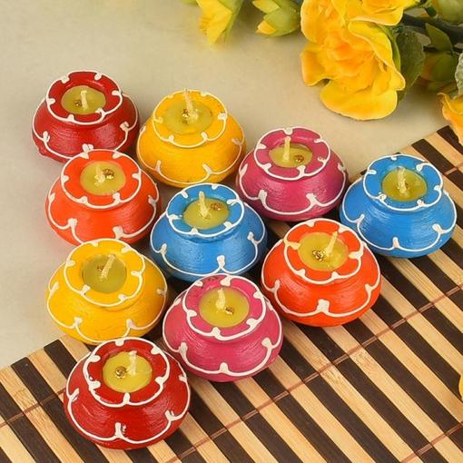Colourful Earthen Pot Diyas
