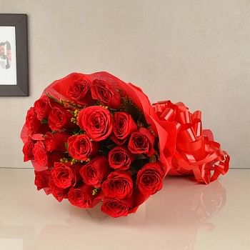 20 Red Roses wrapped in Red special paper