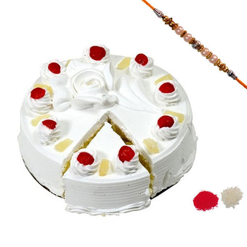 RAKHI WITH PINEAPPLE CAKE