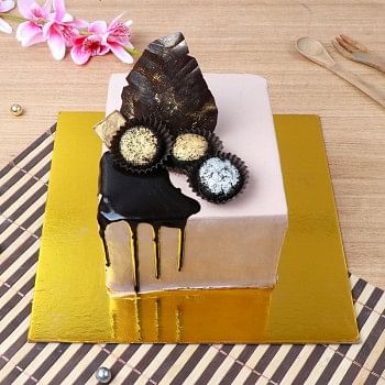 One Kg Chocolate Cake Decorated with 3 Handmade Chocolates