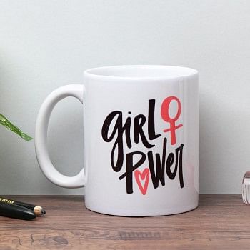 Girl Power Printed White Coffee Mug