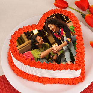 Heart Shaped Pineapple Photo Cake for Rakhi