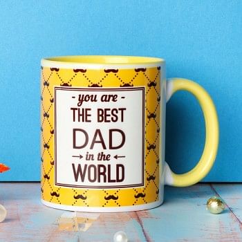 One Personalised Yellow Handle Ceramic Mug for DAD