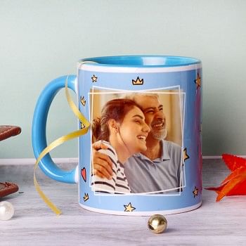 One Personalised Blue Handle Ceramic Mug for DAD