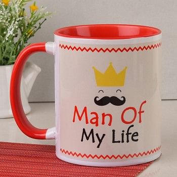 Personalised Photo Red Handle Mug for Him