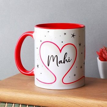 One Personalised Name Red Handle Ceramic Mug