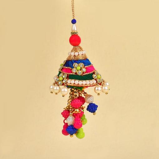 Rainbow Zardosi Lumba Rakhi