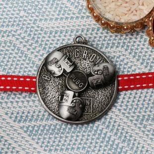 Silver Toned PUBG Metal Rakhi