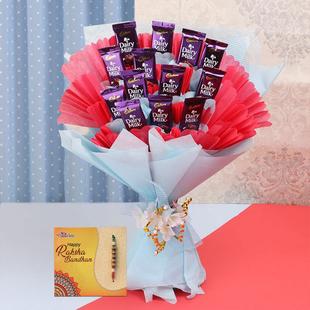 Basket of chocolates with Pearl Rakhi