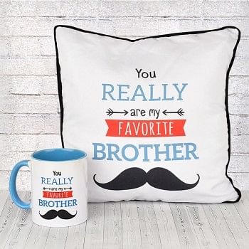 Funky Quote Printed Mug and Cushion for Brother
