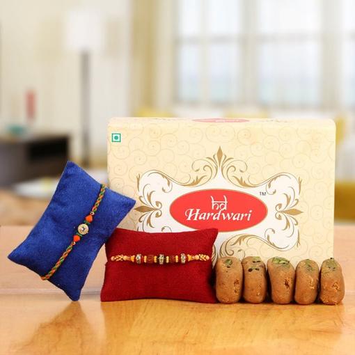 Double Rakhi And Pedha Gift
