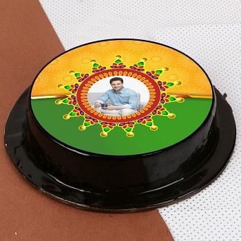One Kg Chocolate Truffle Personalised Photo Cake for Rakhi