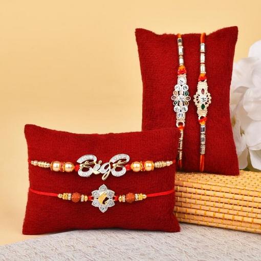Set of 4 Silver Studded Rakhis