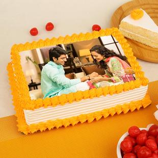 Raksha Bandhan Pineapple Photo Cake