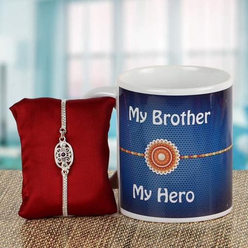 Silver Rakhi with Mug