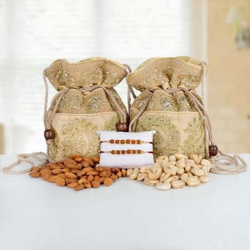 Duel Rakhi n Dry Fruit Set
