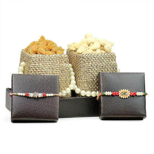 Dryfruits and Beautiful Rakhis Hamper