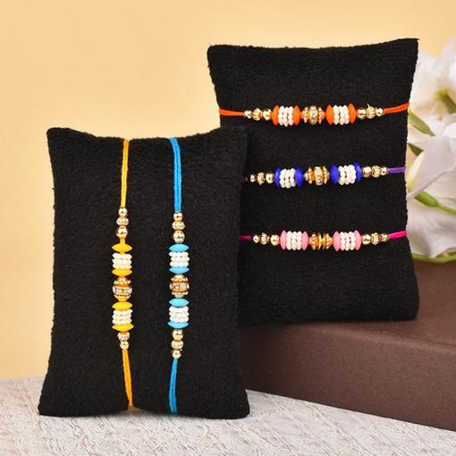 Set of 5 Colorful Rakhis