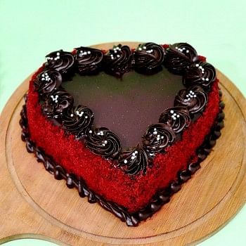 Propose Day Velvet Heart Truffle Cake