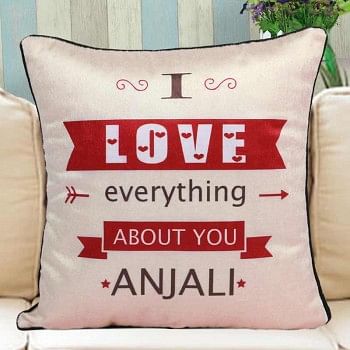 Personalised Name Cushion with Love Quote Printed