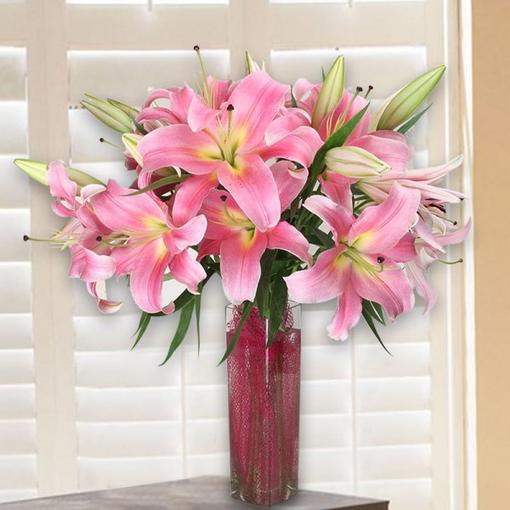 Light Pink Lilies Vase