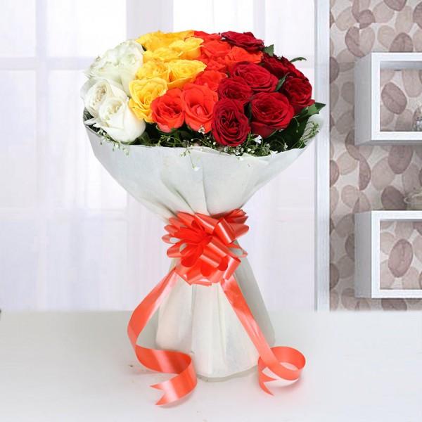 Mixed Roses Bouquet in Paper Packing