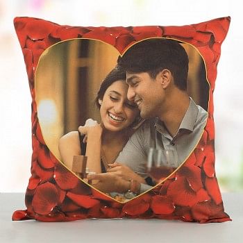 One Personalised Photo Rose Pattern Cushion