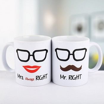 Mr and Mrs Right Printed Couple White Mug