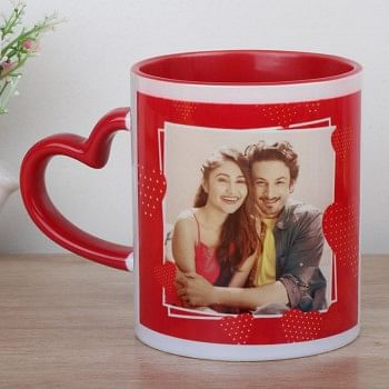 One Red Heart Handle Personalised Ceramic Mug