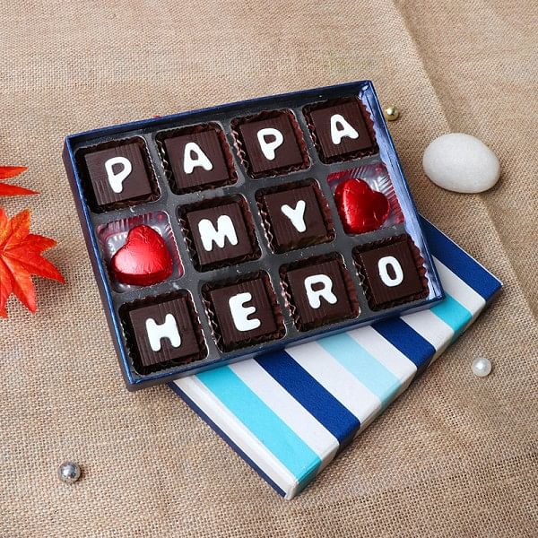 12 pcs Homemade Chocolate Box with Papa My Hero wriiten on it