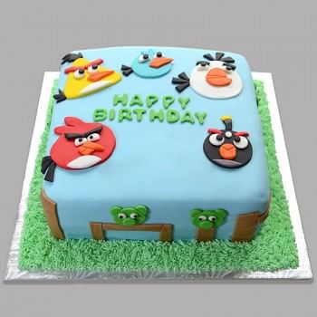 1 Kg Angry Bird Theme Chocolate Fondant Cake