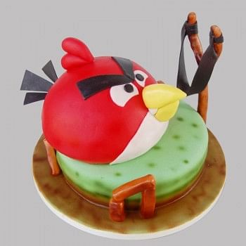 2 Kg Angry Bird Theme Chocolate Fondant Cake
