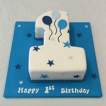 1.5 Kg 1st Birthday Theme Chocolate Fondant Number Cake