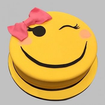  1 Kg Smiley Face Chocolate Fondant Cake for Women
