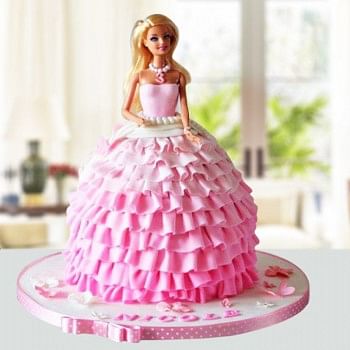 2 Kg Pink Dress Barbie Vanilla Fondant Cake