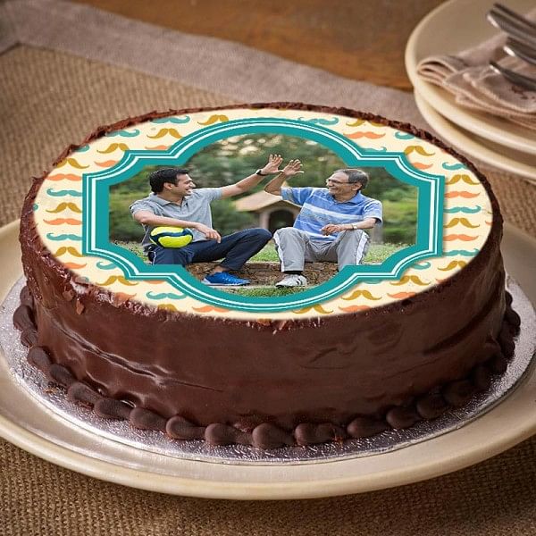 Fathers Day Chocolate Cream Personalised Photo Cake