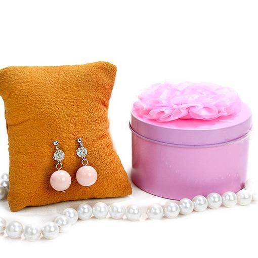 Pink Drop Earrings n Chocolate Hamper